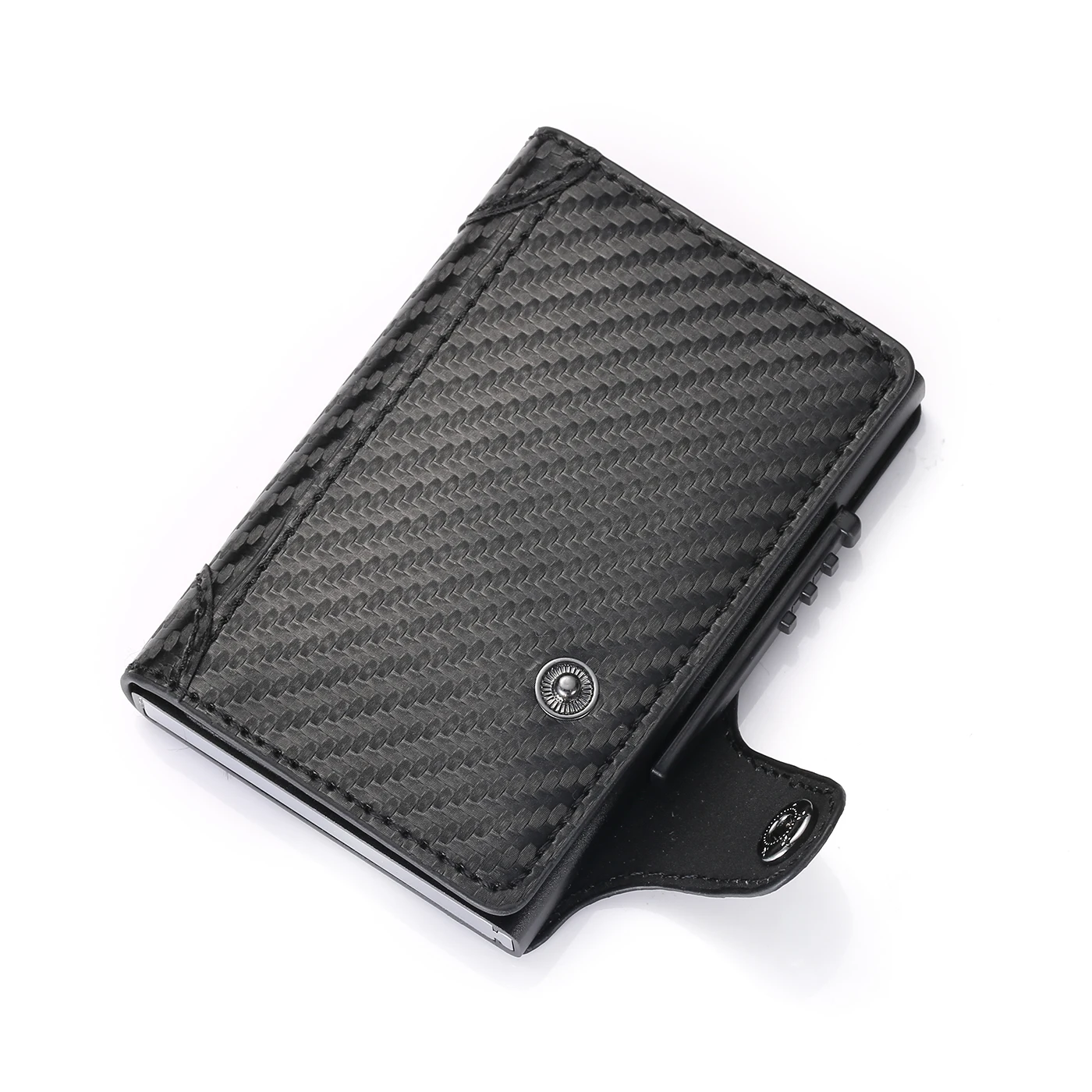 BISI GORO Slim Wallet Carbon Fiber PU Leather Pouch for Card Wallet RFID Blocking Men and Women Card Holder for Travel