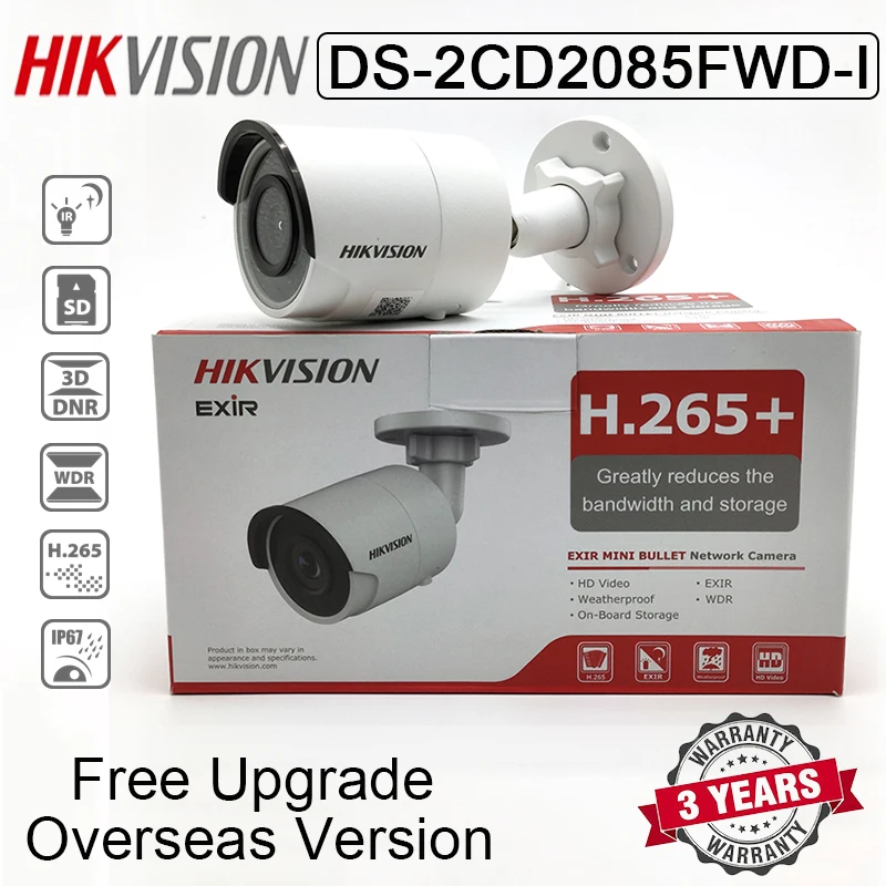 Hikvision DS 2CD2085FWD I 8MP SD Card H.265 + POE Bullet сетевая камера видеонаблюдения 30m IR Range IP камера|ip