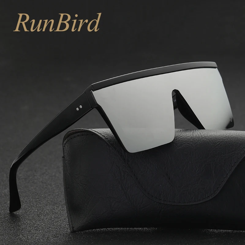 Мужские цельные солнцезащитные очки RunBird брендовые модные черные большие для