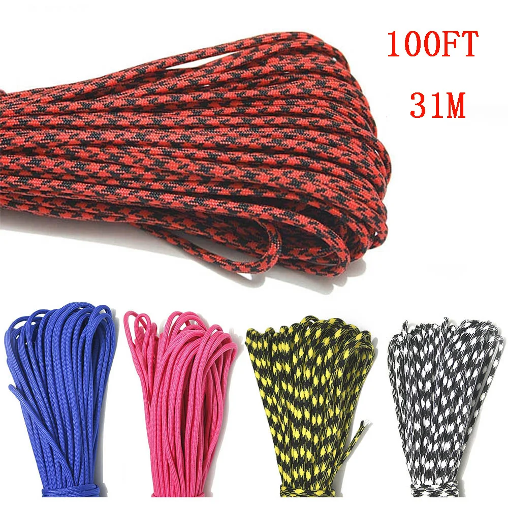 5 الألوان Paracord في 550 Paracord في المظلة الحبل الحبل حبل مل المواصفات النوع الثالث 7 ستراند 100FT تسلق التخييم بقاء المعدات