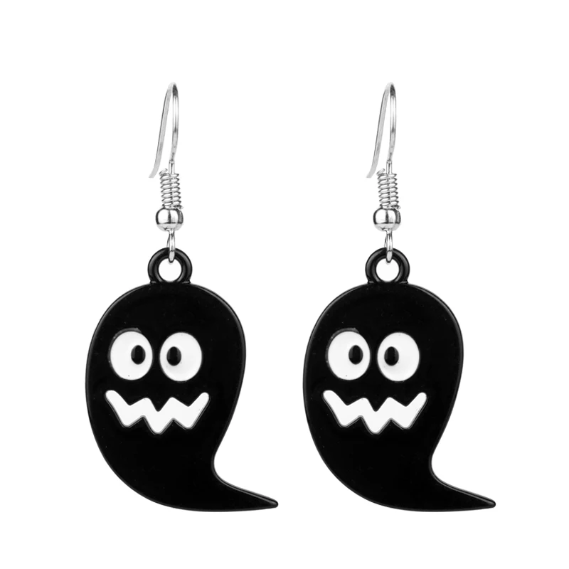 MQCHUN Fashion Design Black Ghosts Halloween Jewelry Earrings