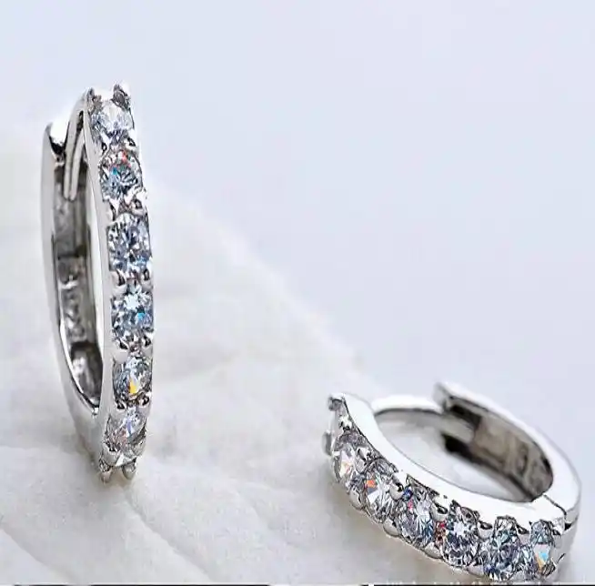 Новый 925 стерлингового серебра серьги модные украшения один Сельма ряд Циркон Кристалл Малый Хооп Серьги для женщин Свадьба Cilp колошения се...