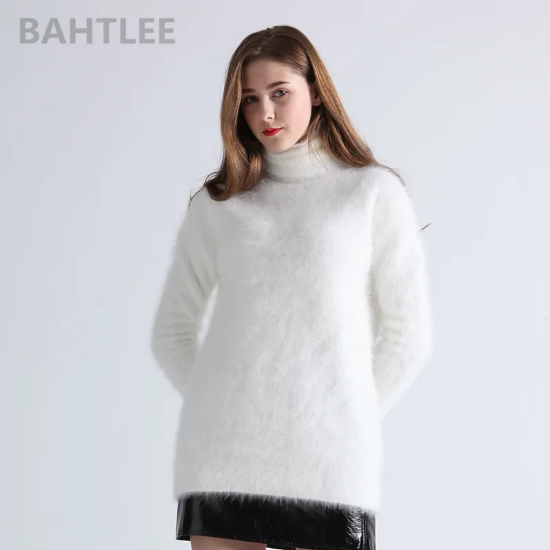 BAHTLEE-Women's Angora Jumper, Turtleneck Pullovers, Knitting