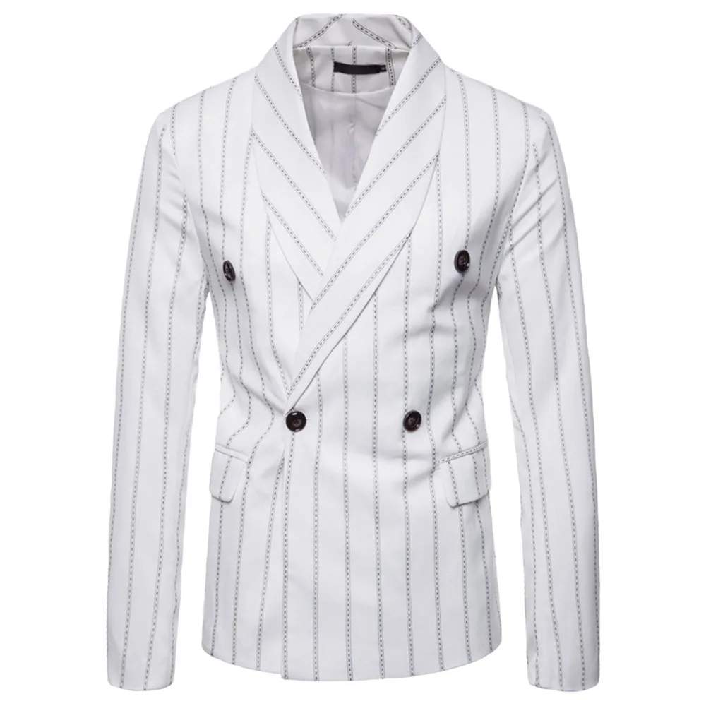 

Men's Casual Autumn Winter Long Sleeve Striped Button Suit Lapel Jacket Top Offices Classic Suit Formal Jacket Man L15#