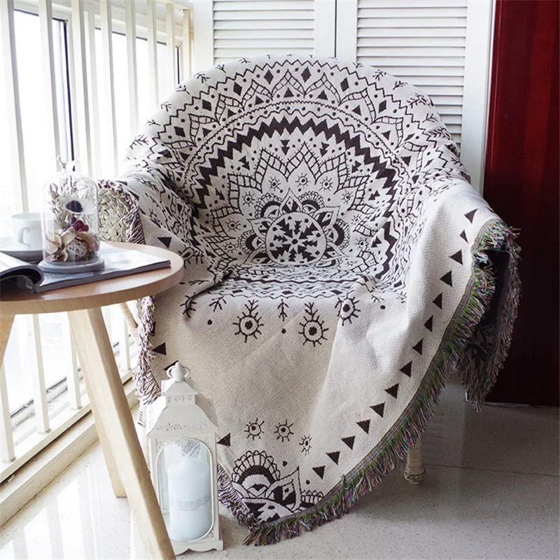 

Bohemia Style Geometry Throw Blanket Sofa Decorative Slipcover Cobertor on Sofa/Beds/Plane Travel Non-slip Stitching Blankets