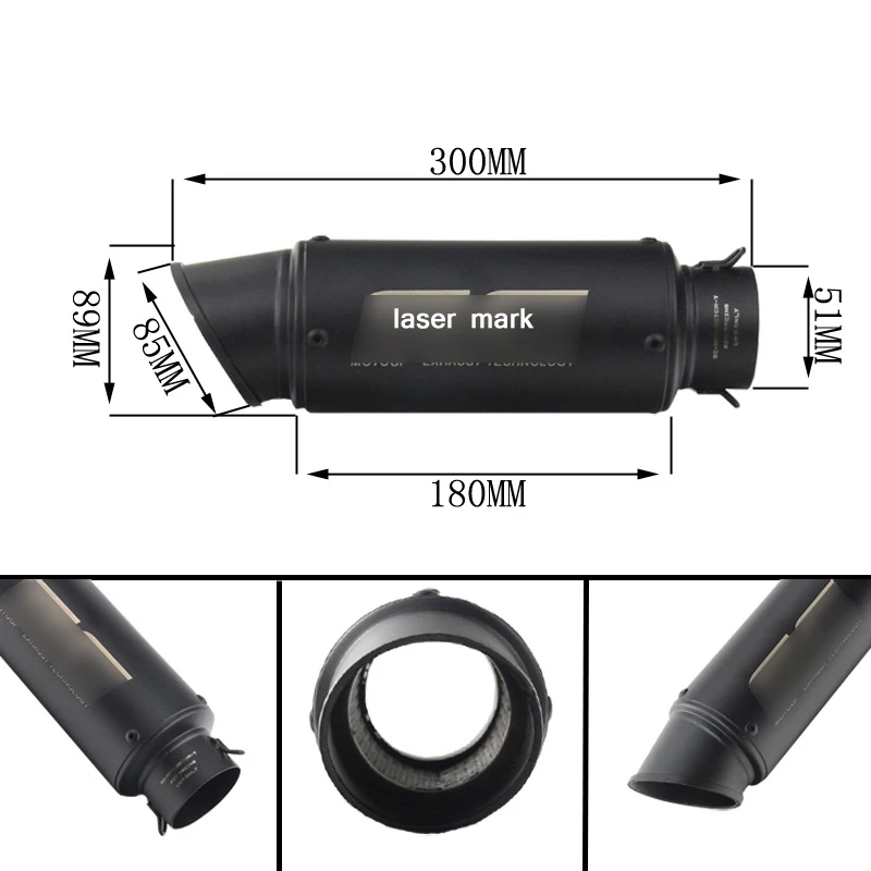 51-61 мм глушитель выхлопной трубы мотоцикла Модифицированная 245-300 мм система глушителя из нержавеющей стали для Z900 R6 R30 CBR1000