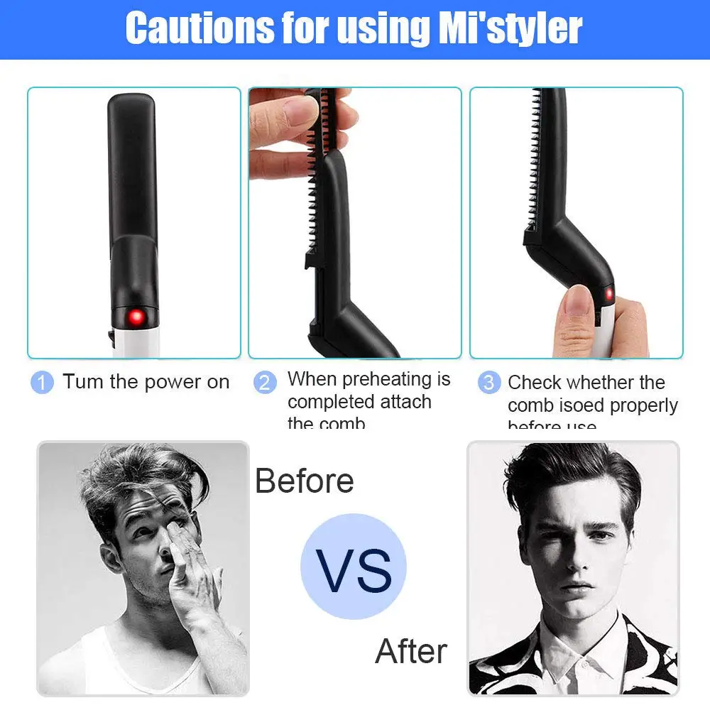 Многофункциональный выпрямитель для бороды щетка для мужчин быстрый стайлер для волос бигуди Горячая расческа для выпрямления электрический утюг с двойным напряжением