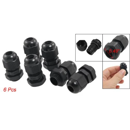 

KSOL 6 Pcs Black Plastic Waterproof Connectors PG7 Cable Glands