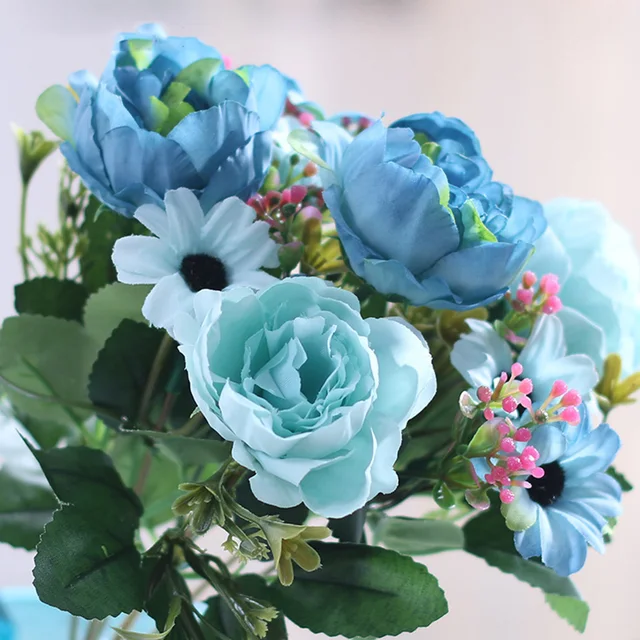 30 cm fleurs de pivoine de haute qualité en soie artificielle Bouquet babyrespirths accessoires bricolage petites fausses fleurs de marguerite de mariage décor à la maison 5
