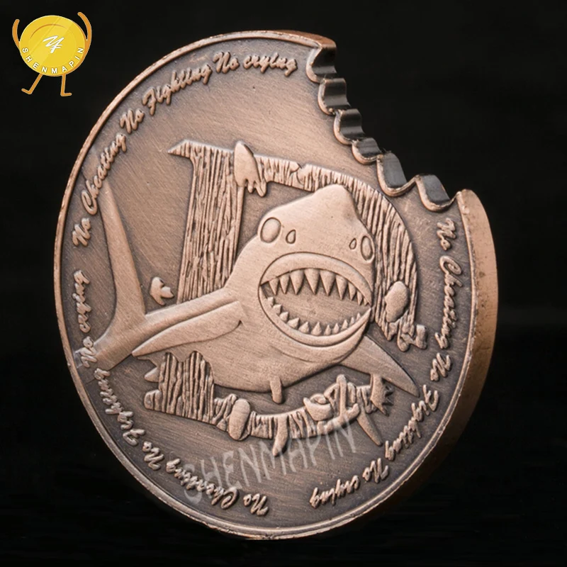 

Sea Tropical Shark Commemorative Coin Red Copper Double-Sided Relief Coins Collectibles Known as "The Wolf in The Sea"Animal