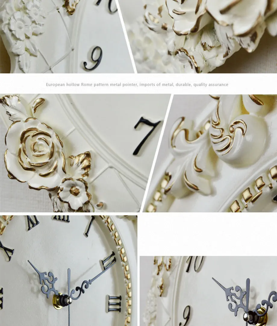 Креативные декоративные цифровые настенные часы в европейском стиле с изображением розы из смолы, тихие часы для комнаты, украшения для отеля, ресторана