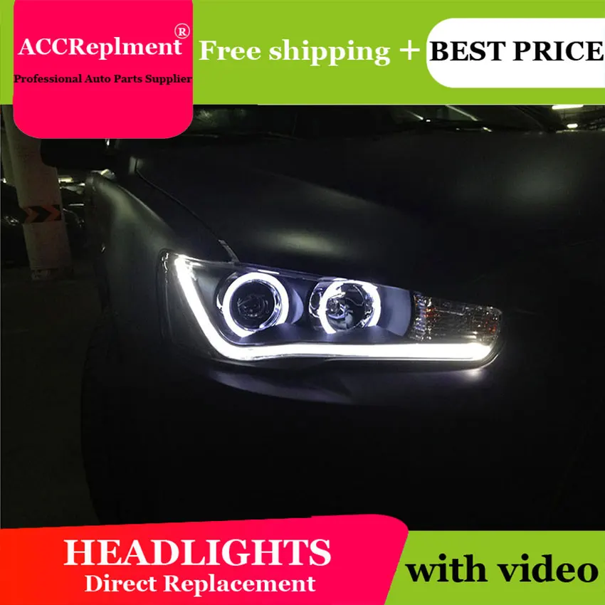 Car Styling for Mitsubishi Lancer EX Headlights 2009-2016 LED Headlight DRL Lens Double Beam H7 HID Xenon bi xenon lens | Автомобили и