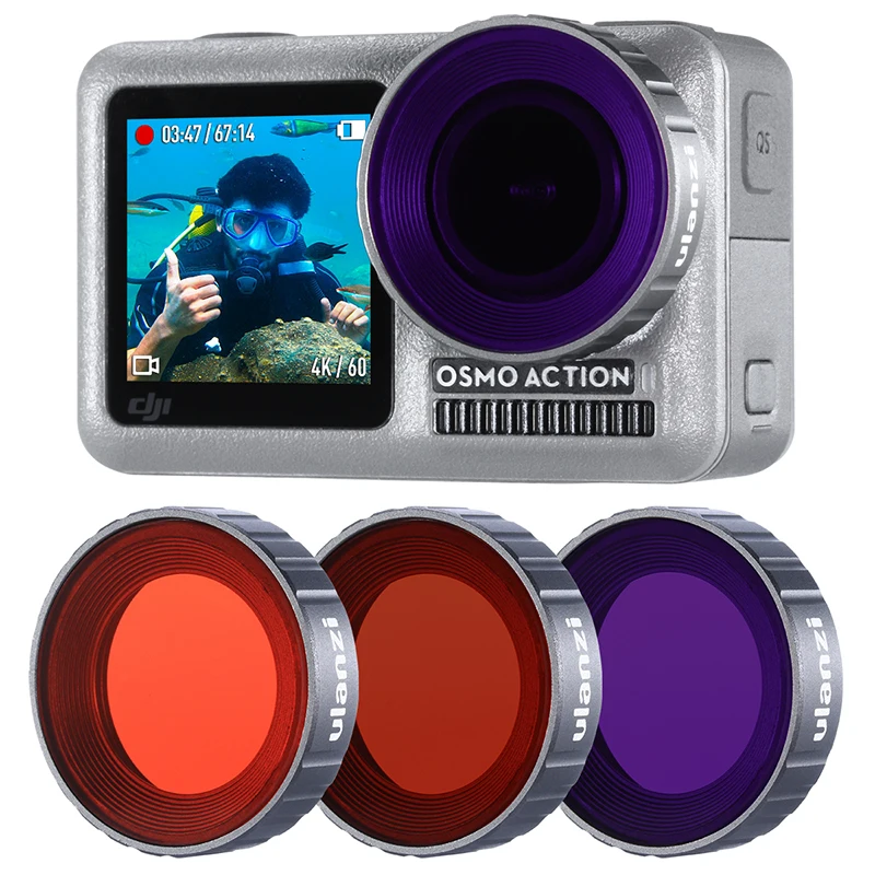 

ULANZI OA-9 Osmo Action Dive Filter 3 pcs/Pack Purple Red Filter Magenta Filter for DJI Osmo Action Restore Original Color