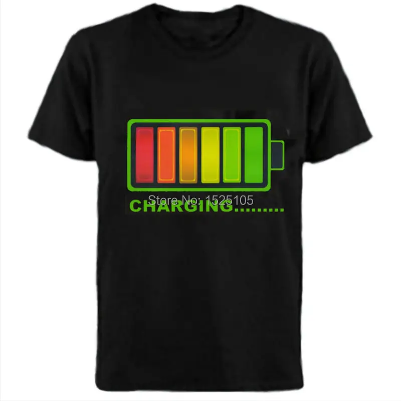 

Battery Charger design sound activated led Flashing t shirt with 4pcs AAA battery inverter Free Shipping