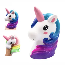 Jumbo Smooshy Mushy Squishy Unicorn Squeeze Игрушка антистресс Squishes мягкая медленно поднимающаяся игрушка для снятия стресса забавная новинка подарок