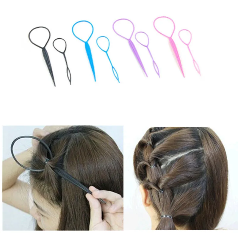 

2Pcs HOT Fashion Women Ladies Girls Black Tail Hair Braid Ponytail Maker Styling Tool Hair Accessory