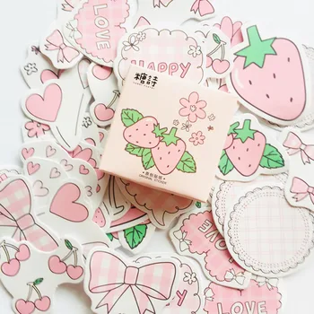 

1 Box of 45 Sheets Summer Style Sweet Strawberry Diary Album Decoration DIY Stickers Stick Label