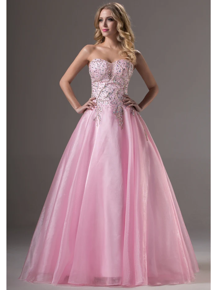 light pink princess prom dress