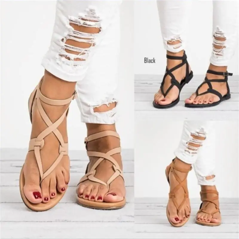 

New Arrive Women Sandals Gladiator Summer Women Shoes Plus Size 35-43 Flats Sandals Shoes for Women Casual Rome Style Sandalias