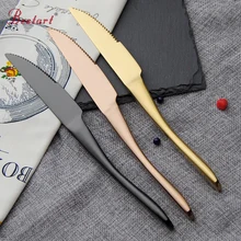 3 Piece/set High quality Stainless Steel Gold Steak Knife Multifunction Knives in dinnerware set restaurant black steak knives