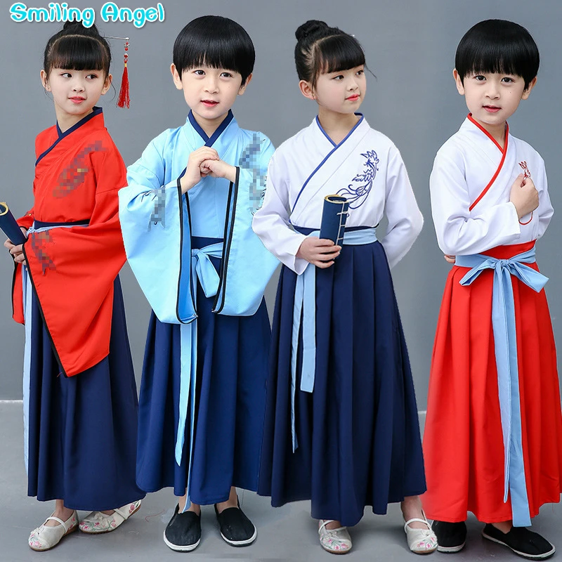 

Mother Daughter Clothes Chinese Costumes Traditional Hanfu Tang Suit Stage Performance Folk Dance Dress for Boys Girls Clothing