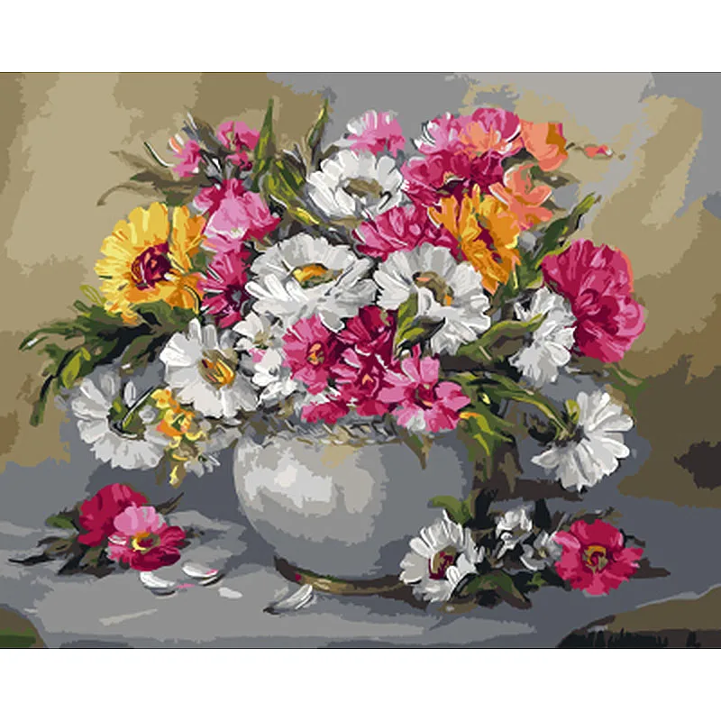 

Chrysanthemum Bouquet Hand Made Paint High Quality Canvas Beautiful Painting By Numbers Surprise Gift Great Accomplishment