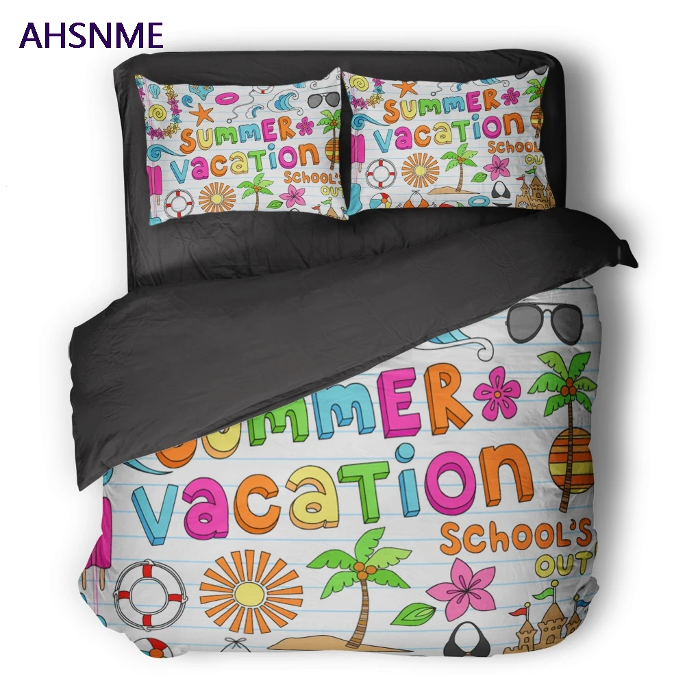 AHSNME Simple Color Black White Cover Set Summer Beach Polyester Bedding customize Style of Super King Size Bed | Дом и сад