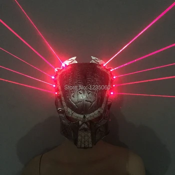 

Christmas Decoration Led Luminous Red Laserman Show Mask Fashion Illuminate Stage Performance Headwear Party Halloween Masks