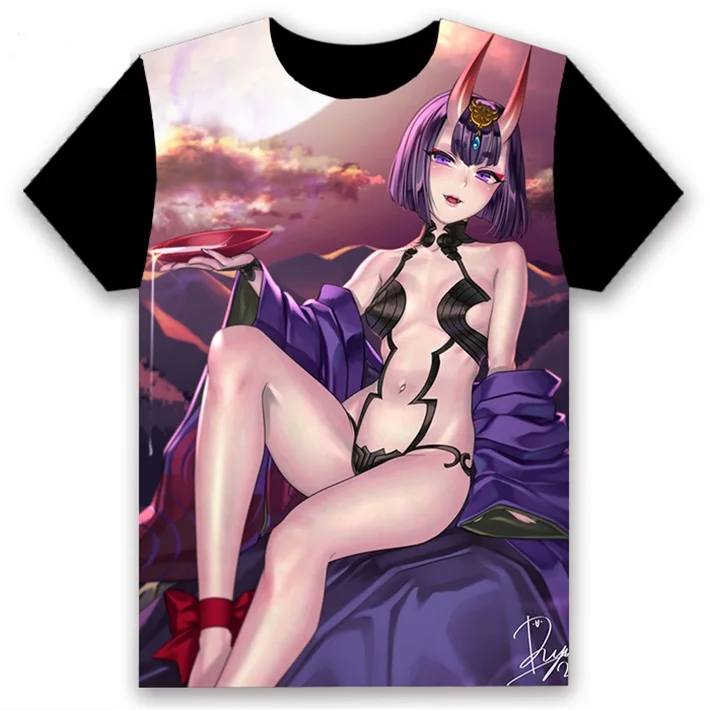 Футболка с аниме FGO Fate/Grand Order Shuten douji, косплей, короткий рукав, унисекс, повседневная черная футболка, летняя модная забавная футболка, топы - Цвет: 16