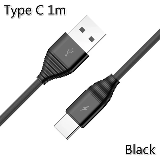 Usb type-C кабель для зарядки samsung Galaxy S10 S9 S8 Xiaomi Note 7 huawei Mate20 Usb-c type-c Быстрая зарядка дата USBC короткий шнур - Цвет: Black 1m