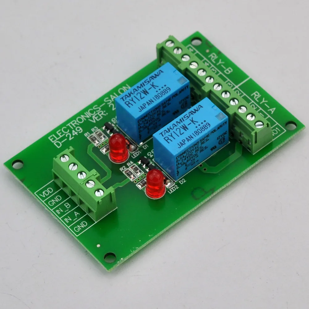 Electronics Salon 2 плата модуля реле сигнала DPDT версия 12 В постоянного тока для Arduino Raspberry