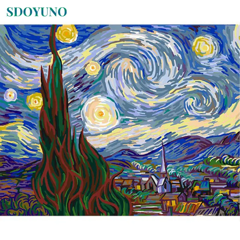 

SDOYUNO Abstract Starry sky 40X50cm Unframe Painting By Numbers DIY Wall Art For Home Decor Canvas Painting Unique Gift For kids
