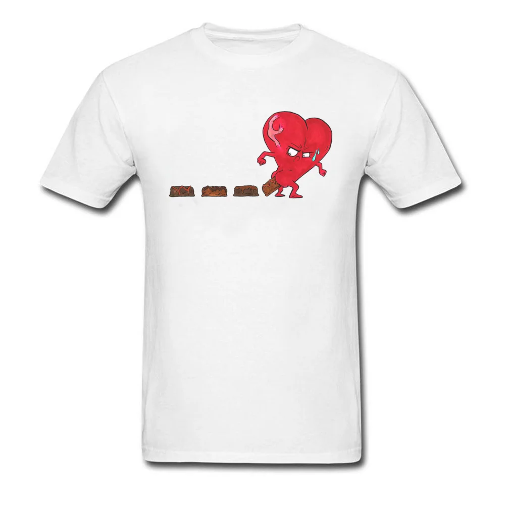 Design Chocolate Filled Heart Geek Short Sleeve Autumn Tops & Tees Wholesale Round Collar Cotton Fabric Tee Shirts Boy T Shirts Chocolate Filled Heart white
