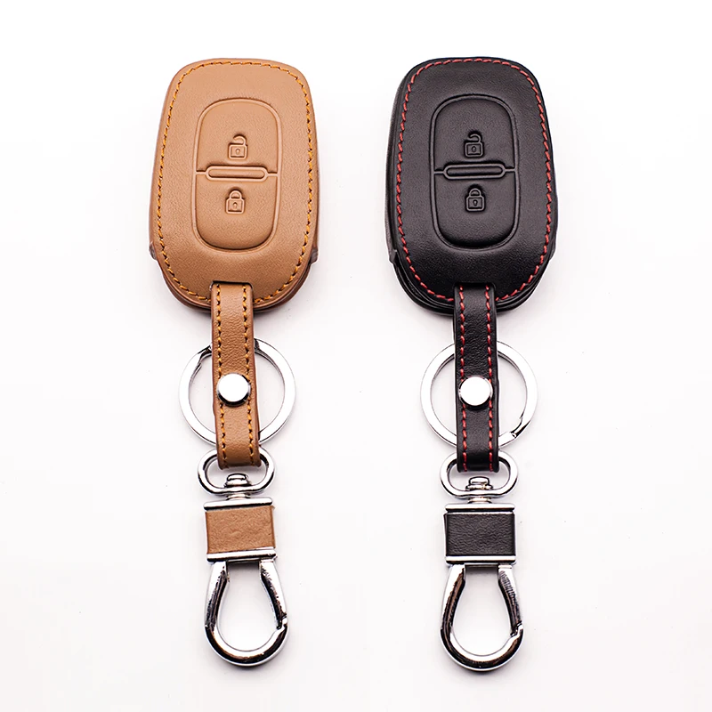 2 кнопки дистанционного ключа с дистанционным управлением автомобиля кожаный чехол для ключей для Renault dacia Duster, Автомобильный ключ пылесборник защитная оболочка