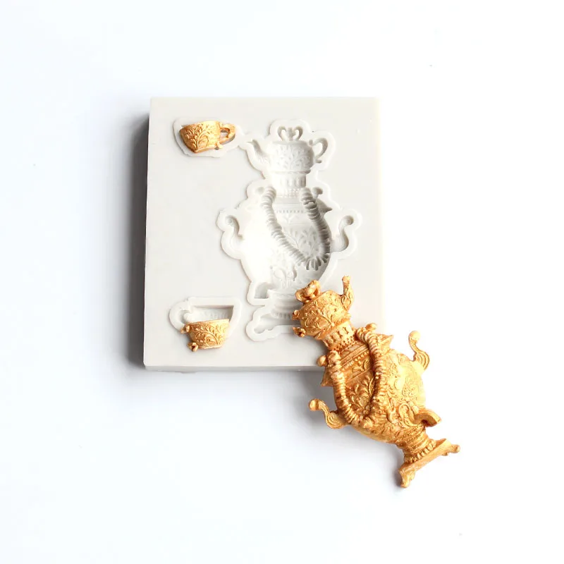 

European teapot Cake Fondant Silicone Mold Soap Baking Molds DIY Cake Wedding Decoration Tools Process Clay Mould Resin