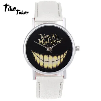 

TIke Toker,Luxury Brand Relogio Feminino,Smiling Face Quartz Leather Casual Watch,Women Wristwatch Strap Casual Quartz Watches