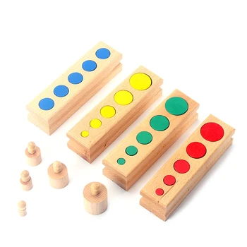 

Upgraded Montessori Materials Colorful Socket Cylinder Preschool Intellectual Development Kids Educational Toys Children Gift