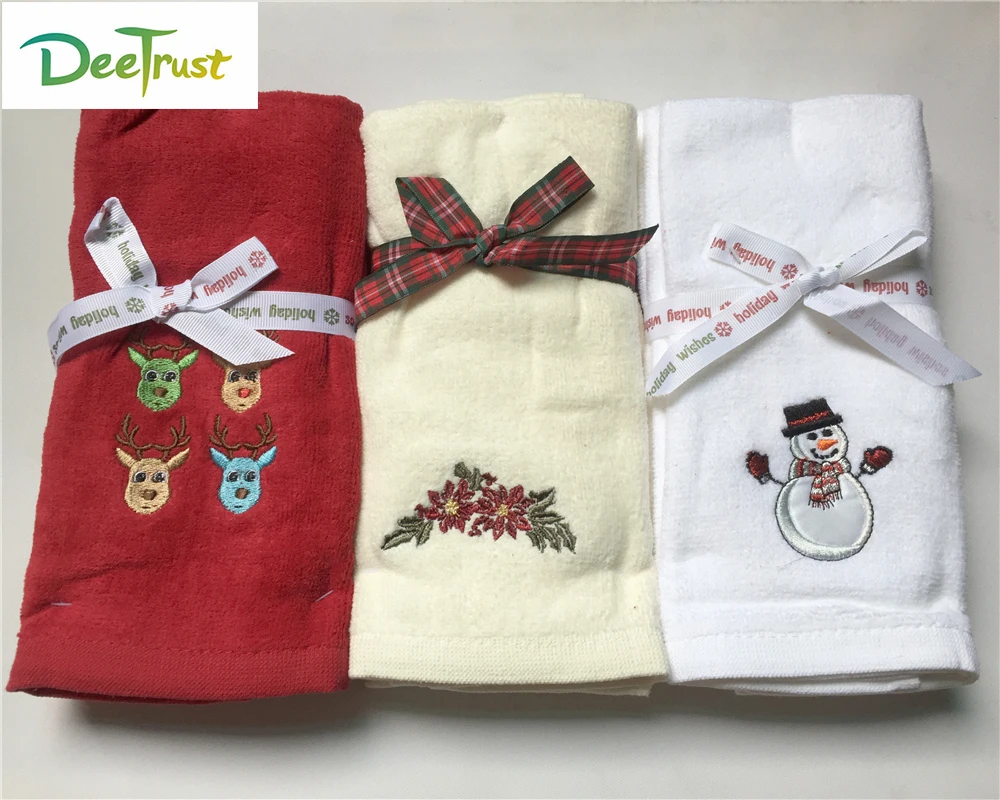 3pcs Decorative Fingertip Set Luxury CottonTowel Christmas Gift Solid SPA Bathroom Beach Terry