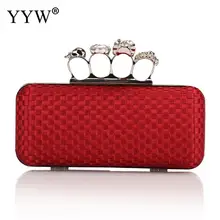 Красный модный клатч со стразами портативный мешок вечернее кольцо сумка прямоугольные клатчи Свадебная вечеринка золото дропшиппинг