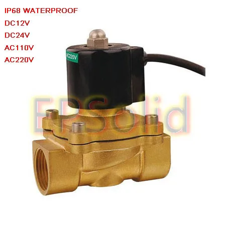 3/4 ''нитки IP68 подводный Соленоидный клапан латунь Водонепроницаемый AC220V 2W200-20-G 2/2 путь