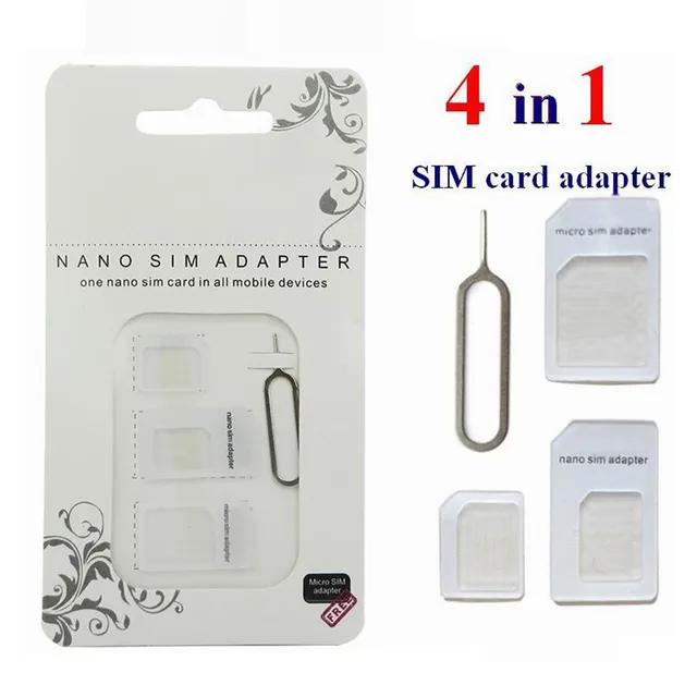 500set 4 In 1 Nano SIM card to Micro SIM Nano Micro to mini sim adapter for iphone samsung sim card adapter 1