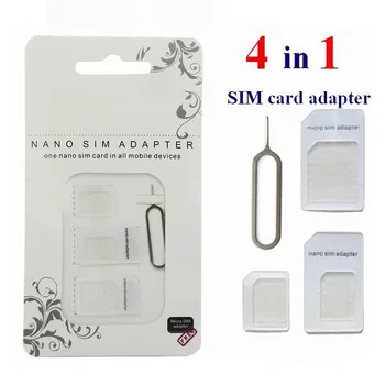

500set 4 In 1 Nano SIM card to Micro SIM Nano Micro to mini sim adapter for iphone samsung sim card adapter