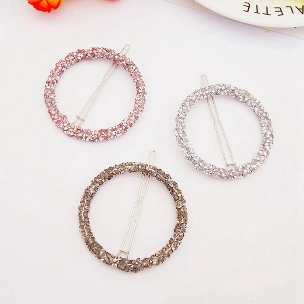 Fashion Crystal Rhinestones Hairpin Star Triangle Round Shape Hair Clips Barrettes Hair Styling Accessories for Women