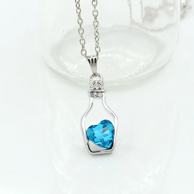 200PCS 2017 Hot Sale New Women Ladies Fashion Popular Crystal Necklace Love Drift Bottles Good looking