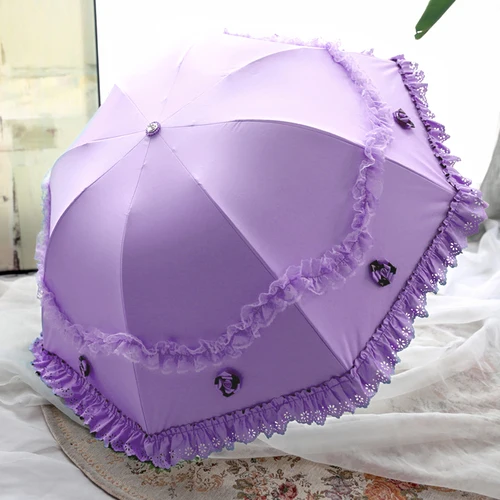 MRIDEA Retro Sunny and Rainy Umbrella Lace Vintage Umbrella Rain Women Travel Business Wife Girlfriend Gift - Цвет: B