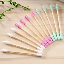 100 шт./компл. двойной головкой ватный тампон Для женщин макияжа ватные палочки наконечник для использования в медицинских деревянные палочки для носа, чистка ушей инструменты для здоровья