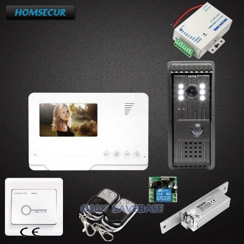 

HOMSECUR 1V1 + Strike Lock 4.3" Wired Video Door Entry Security Intercom with with One Button Unlock for House/ Flat