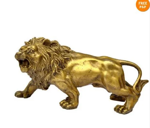 

Metal Crafts FENG SHUI Copper lion sculpture home decorations house from evil spirits FREE SHIPPING
