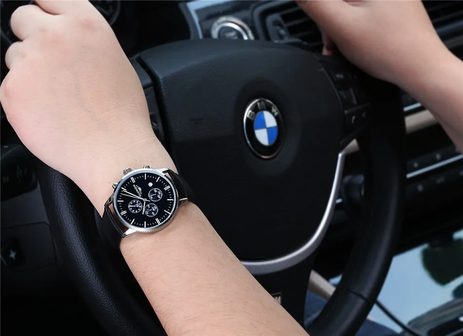 GUANQIN Quartz Watch Mens Watches Top Brand Luxury Chronograph Clock Men Sport Waterproof Leather Wristwatch relogio masculino