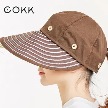 

COKK New Spring Summer Hat Sun Hats For Women Removable Top Sun Visor Cap Ladies Hat Female Chapeau Femme Foldable High Quality